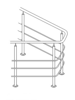 Перила с ригелями, кол-во: 4 шт.